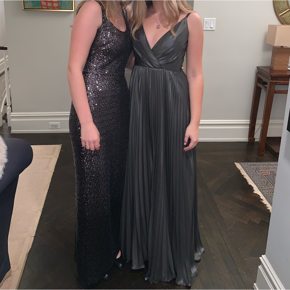 Silver Pleated Gown by Laundry
